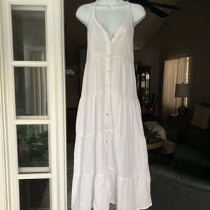 4OUR Dreamers White Gauze Peasant Slip Maxi Dress Medium